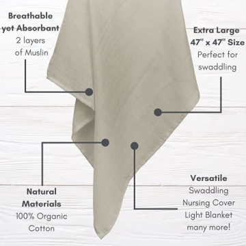 MOZAH Organic Muslin Swaddle Blankets Set - Baby Essentials