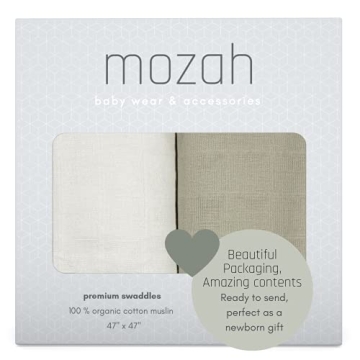 MOZAH Organic Muslin Swaddle Blankets Set - Baby Essentials