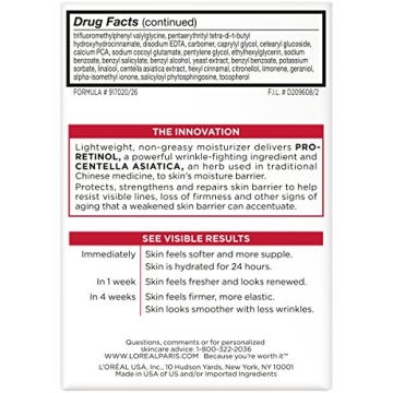 L'Oréal Paris Revitalift Anti-Wrinkle and Firming Face Moisturizer with SPF 25, Pro-Retinol and Centella Asiatica, Paraben Free, 1.7 oz (Packaging may vary)