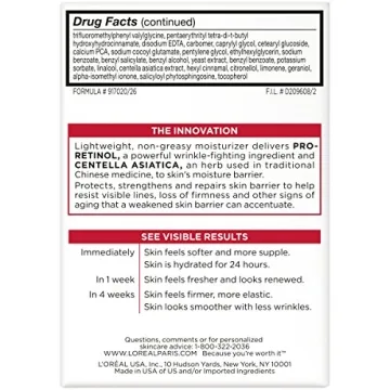 L'Oréal Paris Revitalift Anti-Wrinkle and Firming Face Moisturizer with SPF 25, Pro-Retinol and Centella Asiatica, Paraben Free, 1.7 oz (Packaging may vary)