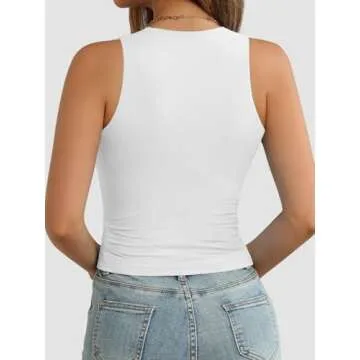 ATHMILE Going Out Tops for Women Sleeveless Crop Tops Double Lined Tank Tops Y2K Teen Girl Clothes Cute Shirts White