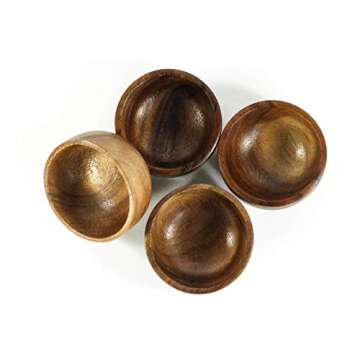 Kevin Home 4-Piece Small Wooden Serving Bowl Set