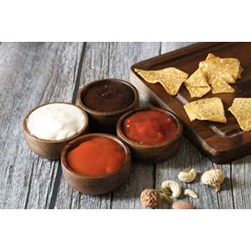Kevin Home 4-Piece Small Wooden Serving Bowl Set