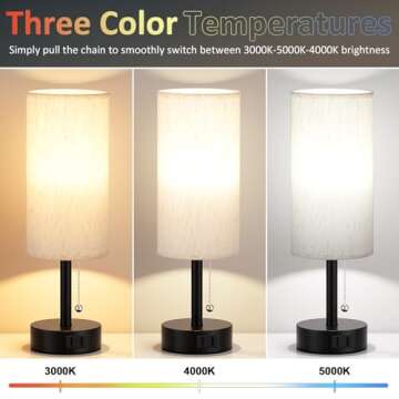 Fenmzee Stylish Bedside Lamps Set - USB Charging & LED Bulbs