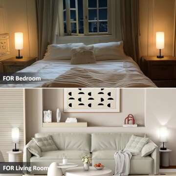 Fenmzee Stylish Bedside Lamps Set - USB Charging & LED Bulbs