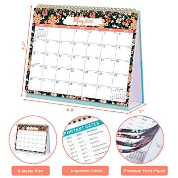 2023-2024 Desk Calendar - Standing Flip Desktop Calendar 2023-2024, Jul 2023 to Dec 2024, 9.8" x 8.3", 12 Month Desktop Calendar with Thick Paper, Memoranda Lined Pages, Twin-Wire Binding, Unruled