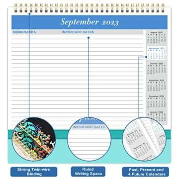 2023-2024 Desk Calendar - Standing Flip Desktop Calendar 2023-2024, Jul 2023 to Dec 2024, 9.8" x 8.3", 12 Month Desktop Calendar with Thick Paper, Memoranda Lined Pages, Twin-Wire Binding, Unruled