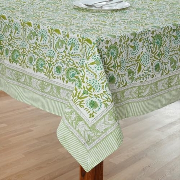 CPC Cotton Tablecloth 60x90 Inch Agate Green Rectangle Cover