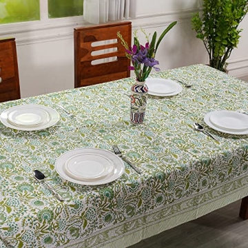 CPC Cotton Tablecloth 60x90 Inch Agate Green Rectangle Cover