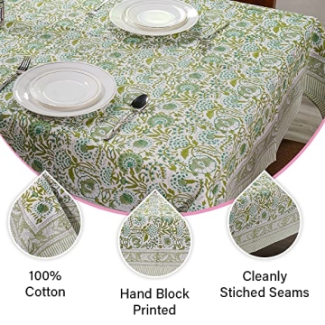 CPC Cotton Tablecloth 60x90 Inch Agate Green Rectangle Cover