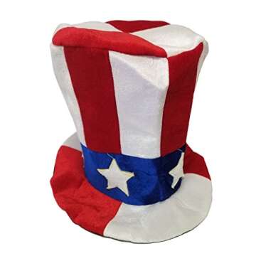Patriotic Red White and Blue stove pipe Felt Top Hat