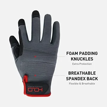 HANDLANDY Men's Touchscreen Work Gloves - Small, Grey