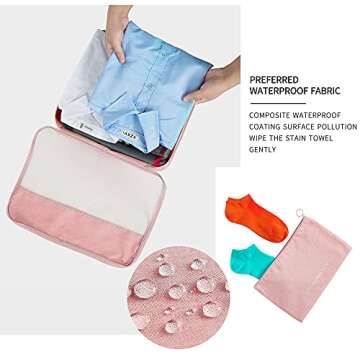 FOREMS 7 Set Packing Cubes For Suitcases Travel Luggage Organizers With Laundry Bag,Shoe Bag And Toitetry bag,Lightweight Luggage For Carry On Suitcase (pink)