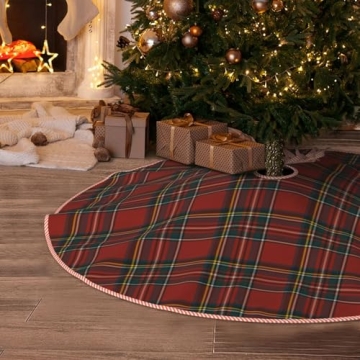 Classic Royal Stewart Tartan Christmas Tree Skirt - 48 Inch