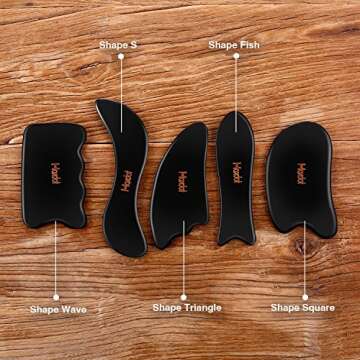 Maxdot 5 Pieces Gua Sha Massage Tools Set, Scraping Massage Tools Guasha Stone for Face Back Neck Physical Therapy