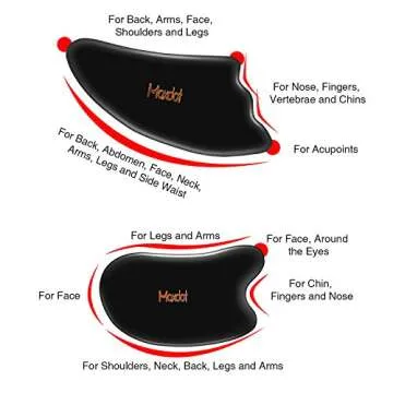 Maxdot 5 Pieces Gua Sha Massage Tools Set, Scraping Massage Tools Guasha Stone for Face Back Neck Physical Therapy