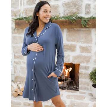 Kindred Bravely Clea Maternity Nightgown - Comfy Nursing Pajamas for Moms