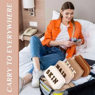 Stylish Paterr Chenille Letter Makeup Bag Set