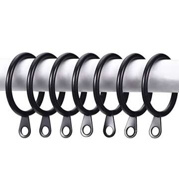 Shappy 20 Pack Metal Black Curtain Rings 1.2 inch Metal Hanging Rings for Curtains and Rods Drape Sl...