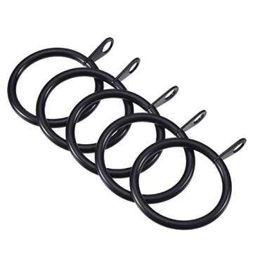 Shappy 20 Pack Metal Black Curtain Rings 1.2 inch Metal Hanging Rings for Curtains and Rods Drape Sliding Eyelet Rings Internal Diameter
