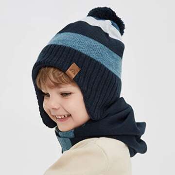 AHAHA Boys Winter Hat with Earflap for Toddlers