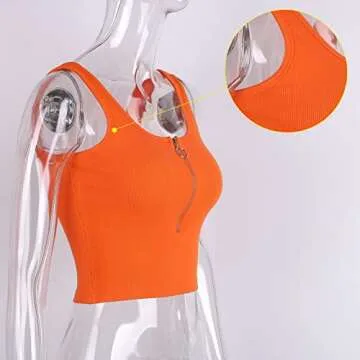 ForeFair Women's Stylish Slim Fit Ribbed Crop Top in Orange