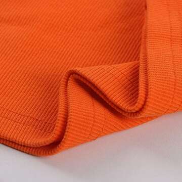 ForeFair Women's Slim Fit Ribbed Knit Solid Plain Basic Cute Fitness Workout Crop Tops(Orange,S)