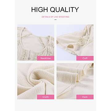 Dokotoo Womens Ladies 2023 Summer Sexy Lace V Neck Eyelet Short Sleeve Boho Shirts Casual Loose Solid Chiffon Blouses for Women Tops Apricot 2XL