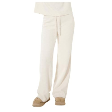 RoseSeek Women's Drawstring Waist Wide Leg Fuzzy Pants Casual Lounge Sweatpants with Pockets
