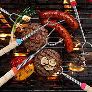 Marshmallow Roasting Sticks & BBQ Fish Grill Basket- Perfect BBQ Tools Set