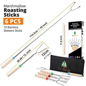 Marshmallow Roasting Sticks & BBQ Fish Grill Basket- Perfect BBQ Tools Set