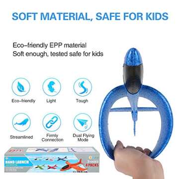 BooTaa 4 Pack Airplane/Flying Toys, 17.5" Large Throwing Foam Plane/Gliders, 2 Flight Mode, Birthday Gifts for Girls Kids 3 4 5 6 7 8 9 10 11 12 Year Old Boys,Outdoor Sport Game Toys