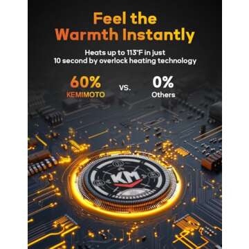 KEMIMOTO Thermal-Reflective Heated Vest, USB & Type C Charging, Hand & Neck Warmers, Ideal for Men & Women, Perfect for Hunting, Golf, Cycling,M Grey