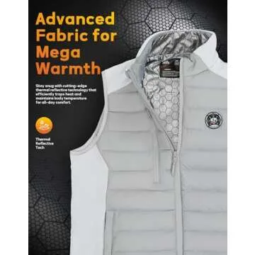 KEMIMOTO Thermal-Reflective Heated Vest, USB & Type C Charging, Hand & Neck Warmers, Ideal for Men & Women, Perfect for Hunting, Golf, Cycling,M Grey