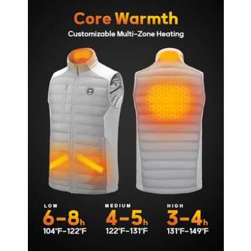 KEMIMOTO Thermal-Reflective Heated Vest, USB & Type C Charging, Hand & Neck Warmers, Ideal for Men & Women, Perfect for Hunting, Golf, Cycling,M Grey