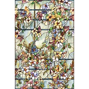 Artscape Trellis | Privacy Window Film with Vibrant Colored Pattern | Non-Adhesive & UV Protection | Easy to Apply & Removable | 24 x 36 Inches | Made in USA