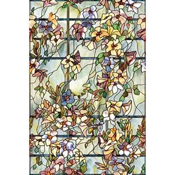 Artscape Trellis | Privacy Window Film with Vibrant Colored Pattern | Non-Adhesive & UV Protection | Easy to Apply & Removable | 24 x 36 Inches | Made in USA