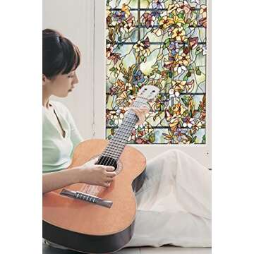 Artscape Trellis | Privacy Window Film with Vibrant Colored Pattern | Non-Adhesive & UV Protection | Easy to Apply & Removable | 24 x 36 Inches | Made in USA