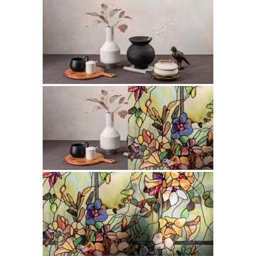 Artscape Trellis | Privacy Window Film with Vibrant Colored Pattern | Non-Adhesive & UV Protection | Easy to Apply & Removable | 24 x 36 Inches | Made in USA