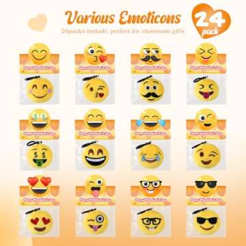 Deerher Valentines Day Gifts for Kids - 24 Pack Valentine‘s Day Cards with Emoticon Dolls Keychain...