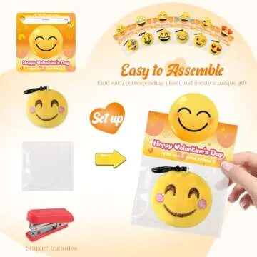 Deerher Valentines Day Gifts for Kids - 24 Pack Valentine‘s Day Cards with Emoticon Dolls Keychains for 5,4,3th Graders Teens Boys Girls, Unique Toys for School Classroom Class Party Favor