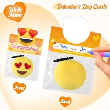 Deerher Valentines Day Gifts for Kids - 24 Pack Valentine‘s Day Cards with Emoticon Dolls Keychains for 5,4,3th Graders Teens Boys Girls, Unique Toys for School Classroom Class Party Favor