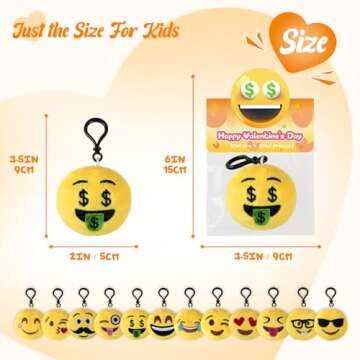Deerher Valentines Day Gifts for Kids - 24 Pack Valentine‘s Day Cards with Emoticon Dolls Keychains for 5,4,3th Graders Teens Boys Girls, Unique Toys for School Classroom Class Party Favor