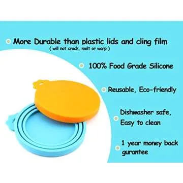 Comtim Pet Food Can Cover Silicone Can Lids for Dog and Cat Food(Universal Size,One fit 3 Standard Size Food Cans) (Blue/Orange)