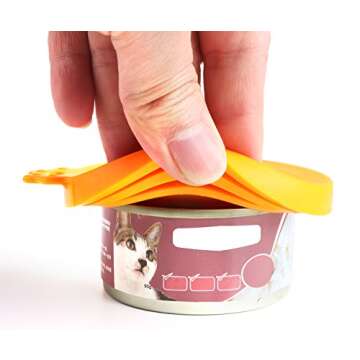 Comtim Pet Food Can Cover Silicone Can Lids for Dog and Cat Food(Universal Size,One fit 3 Standard Size Food Cans) (Blue/Orange)