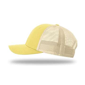 Richardson 115 Classic Low-Profile Design Adjustable Snapback Trucker Cap | Bulk Packs Available (Banana/Birch)