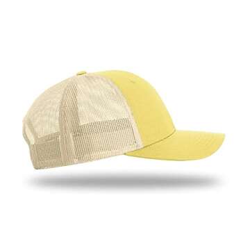 Richardson 115 Classic Low-Profile Design Adjustable Snapback Trucker Cap | Bulk Packs Available (Banana/Birch)
