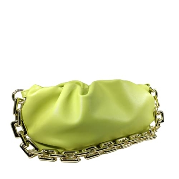 Lime Cloud Dumpling Clutch Purse with Chunky Chain