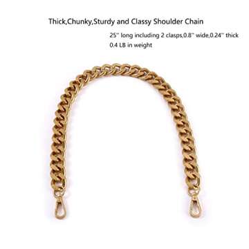 25 Inch Trendy Chunky Metal Chain Purse Handles Shoulder Strap Replacement for Handbag (Antique Gold...