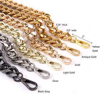 25 Inch Trendy Chunky Metal Chain Purse Handles Shoulder Strap Replacement for Handbag (Antique Gold)